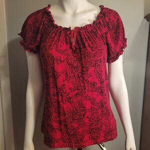 American Living Smocked Puff Sleeve Blouse Gothic Milkmaid Cottagecore Sz M